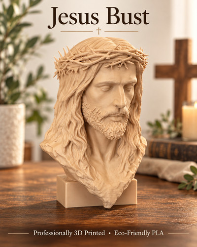 Jesus bust printed crown of - 3d,