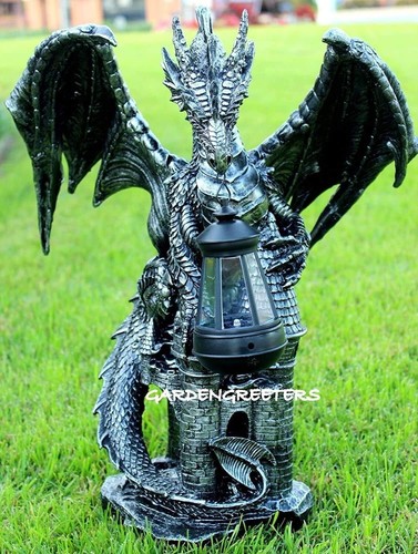 Large dragon statue with - large, solar